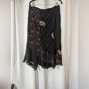 Multi pattern Romantic 90s 2000s Striped Floral Flowy Skirt